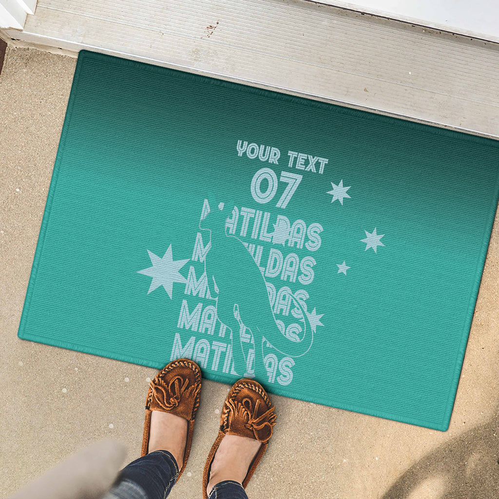 Australia Soccer Matildas Custom Rubber Doormat Turquoise Basic Gradient
