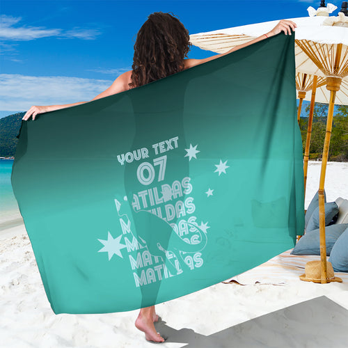 Australia Soccer Matildas Custom Sarong Turquoise Basic Gradient