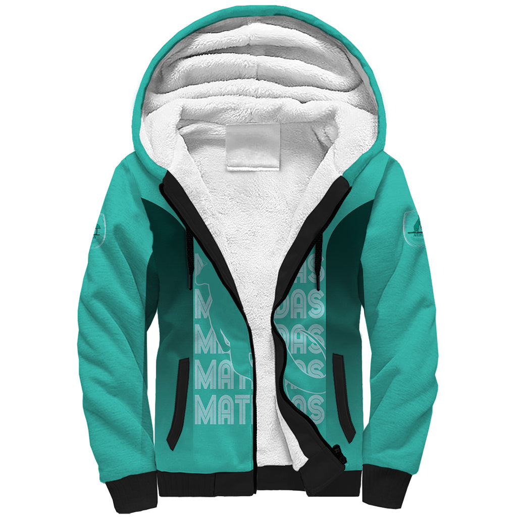 Australia Soccer Matildas Custom Sherpa Hoodie Turquoise Basic Gradient