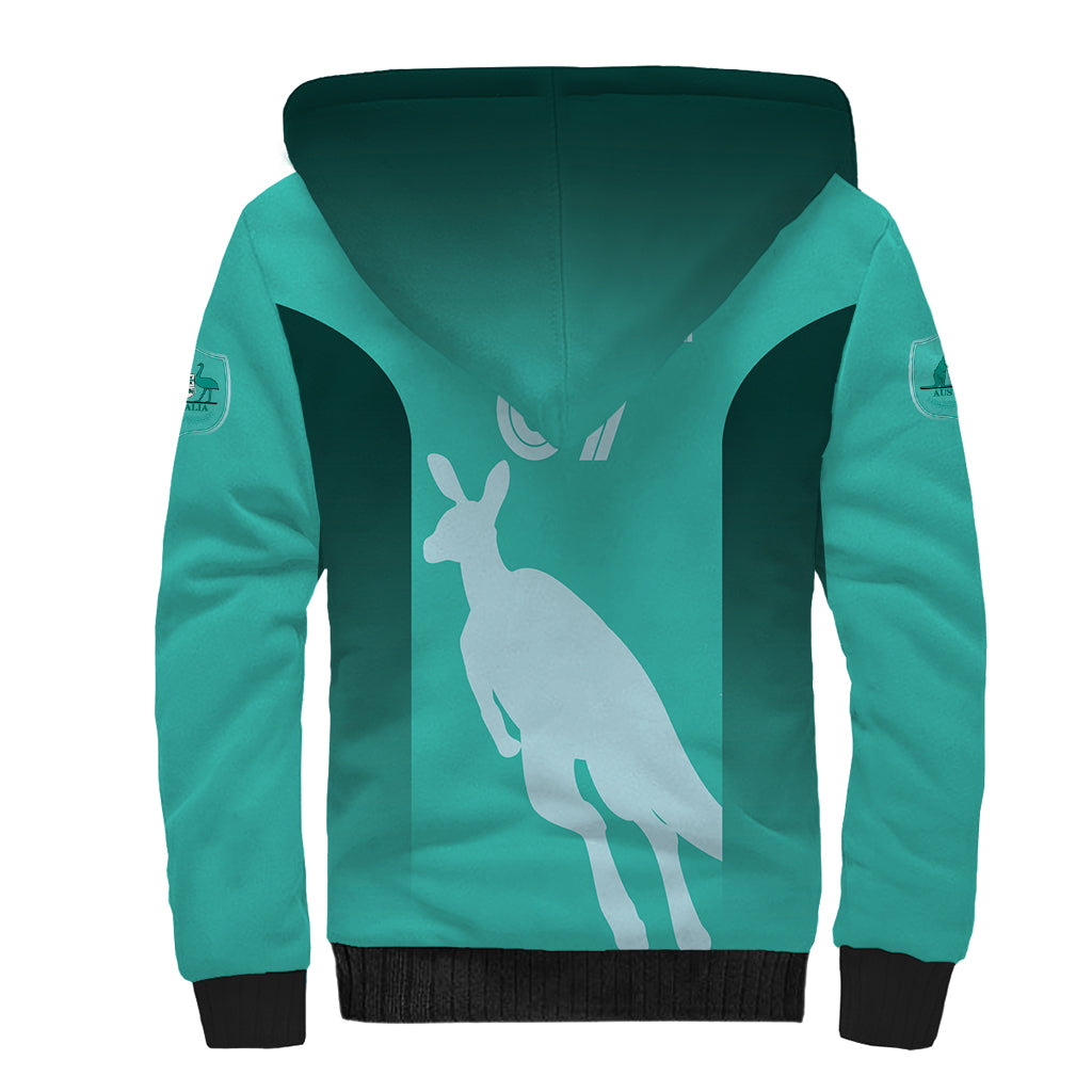Australia Soccer Matildas Custom Sherpa Hoodie Turquoise Basic Gradient