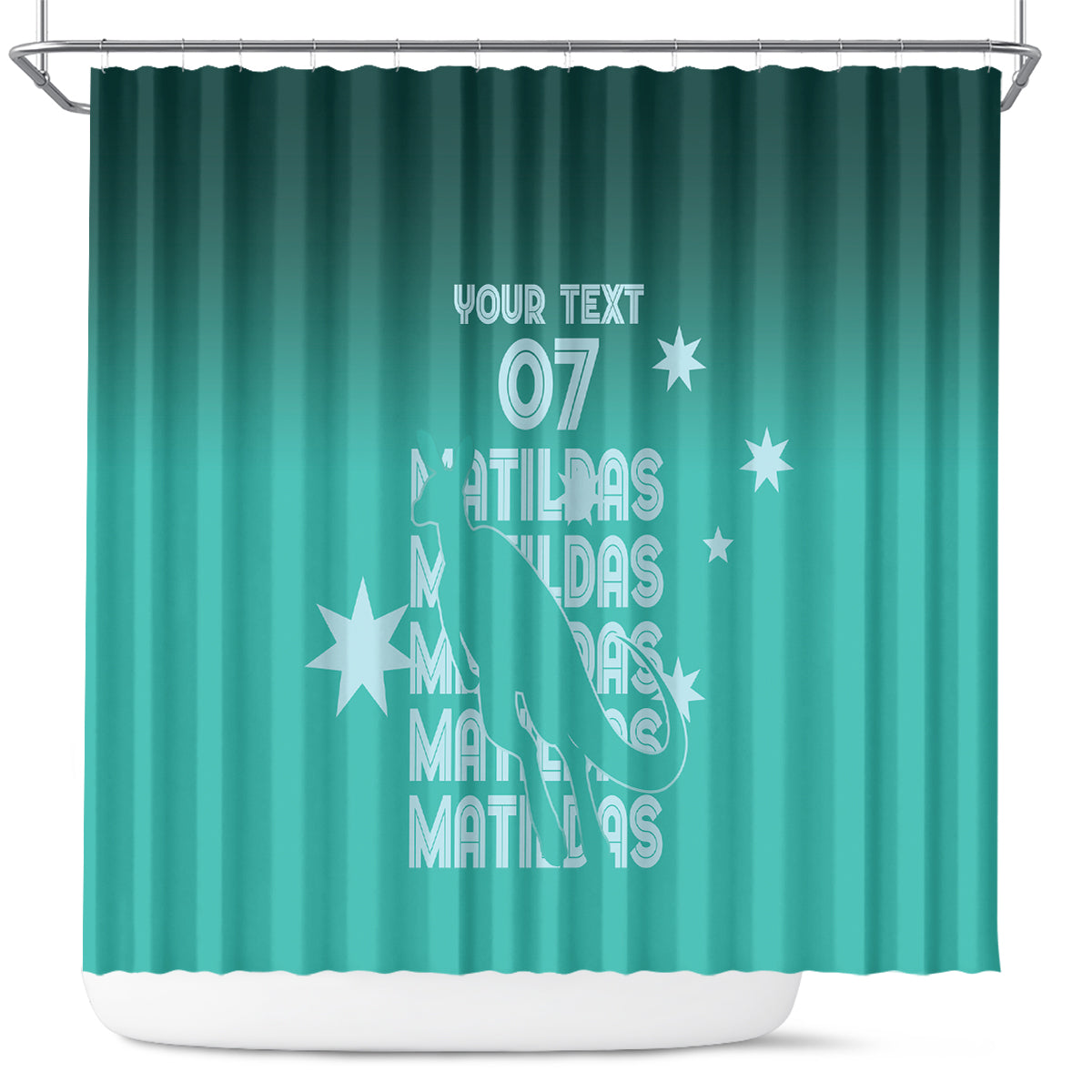 Australia Soccer Matildas Custom Shower Curtain Turquoise Basic Gradient