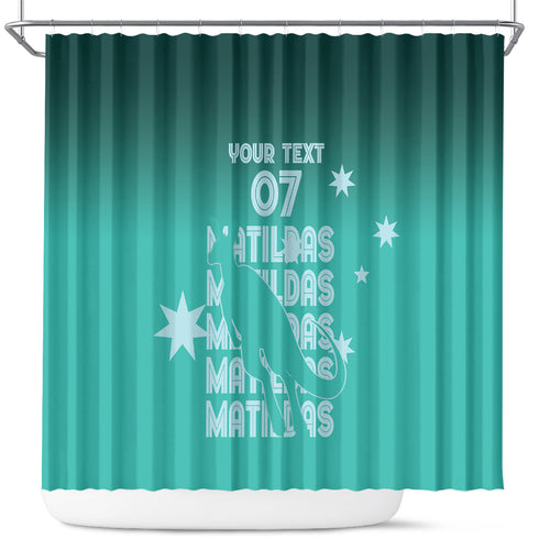 Australia Soccer Matildas Custom Shower Curtain Turquoise Basic Gradient