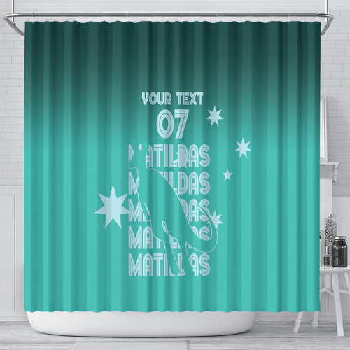 Australia Soccer Matildas Custom Shower Curtain Turquoise Basic Gradient
