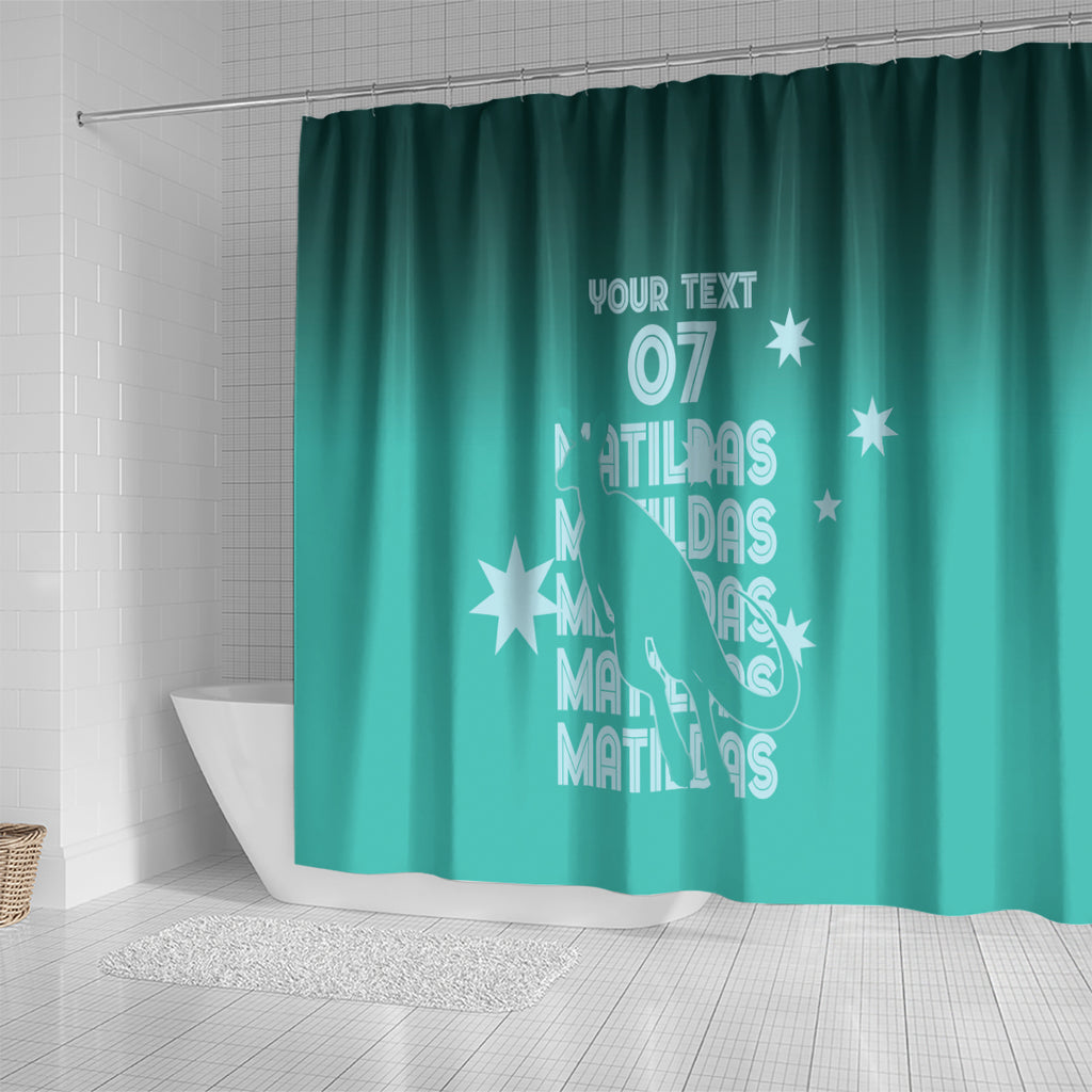 Australia Soccer Matildas Custom Shower Curtain Turquoise Basic Gradient