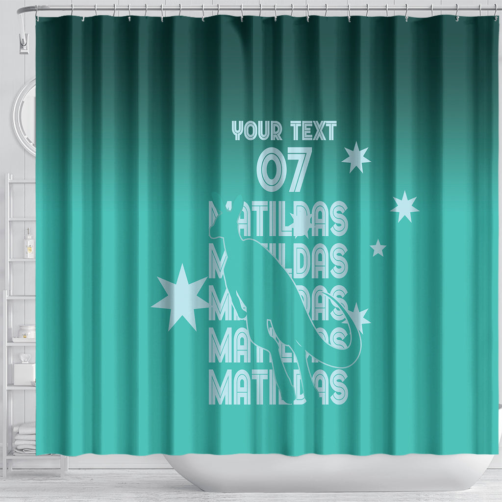 Australia Soccer Matildas Custom Shower Curtain Turquoise Basic Gradient