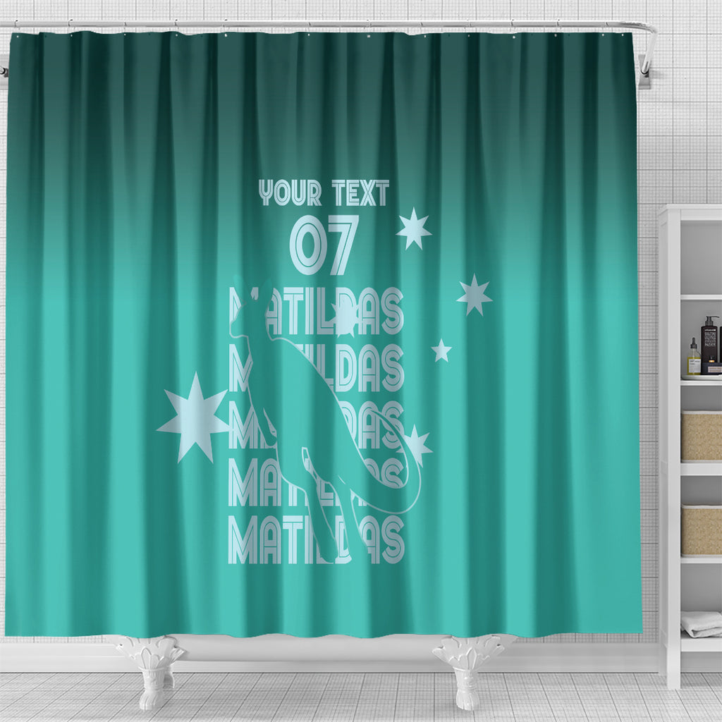 Australia Soccer Matildas Custom Shower Curtain Turquoise Basic Gradient