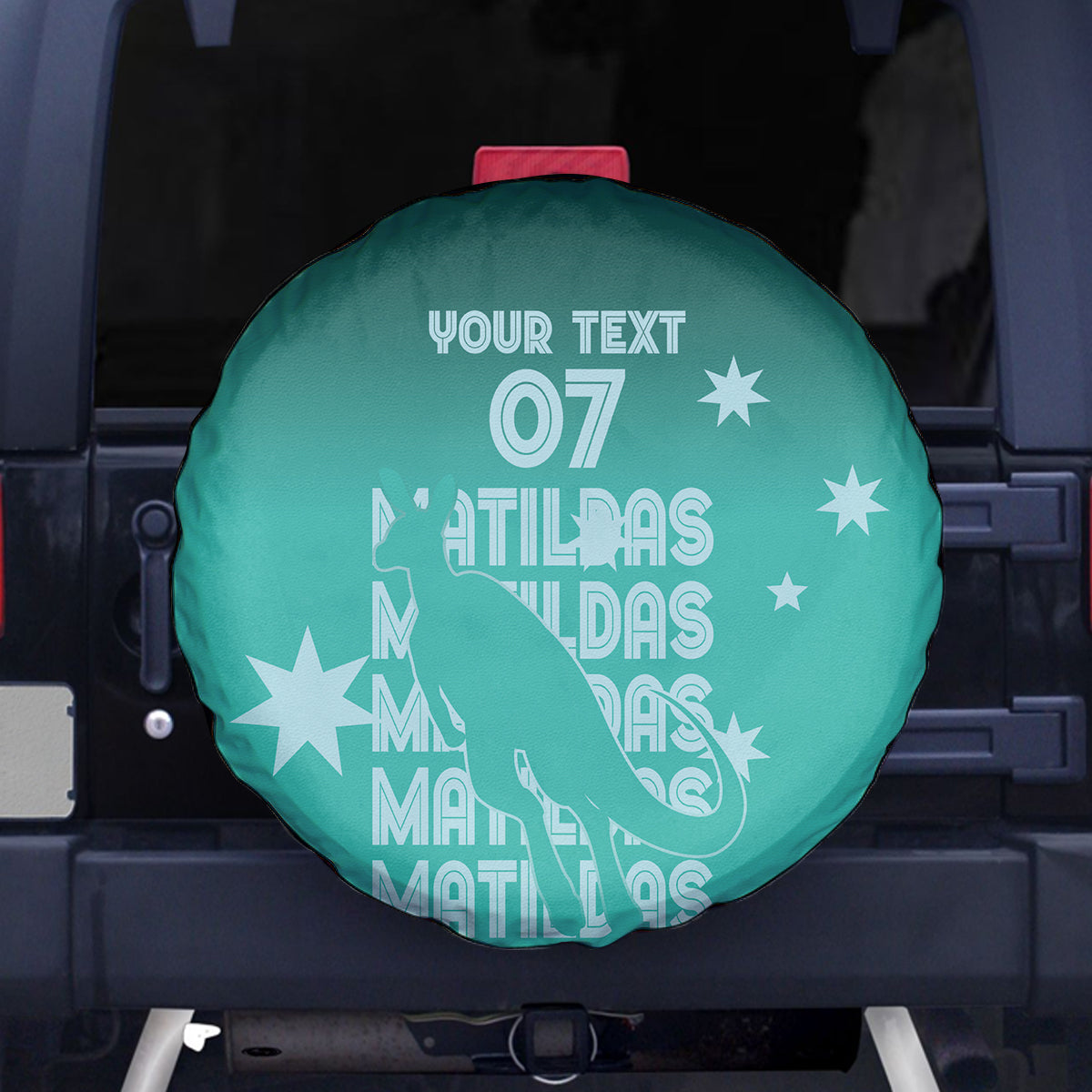 Australia Soccer Matildas Custom Spare Tire Cover Turquoise Basic Gradient