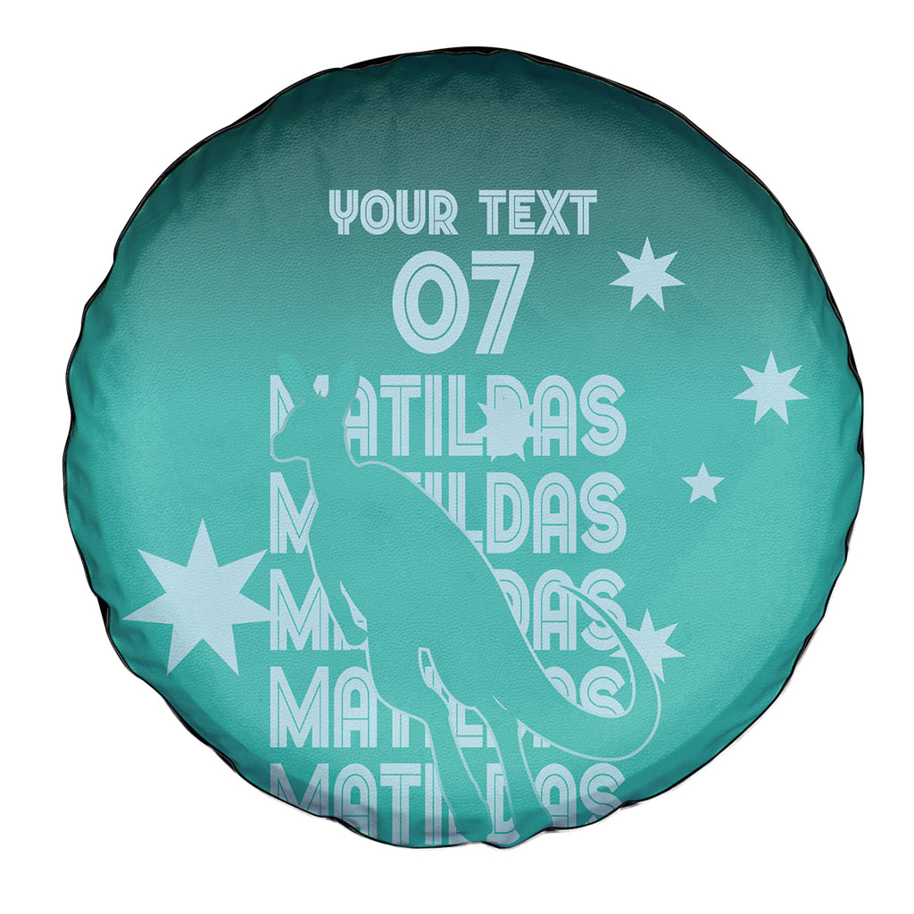 Australia Soccer Matildas Custom Spare Tire Cover Turquoise Basic Gradient
