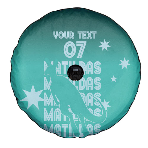 Australia Soccer Matildas Custom Spare Tire Cover Turquoise Basic Gradient