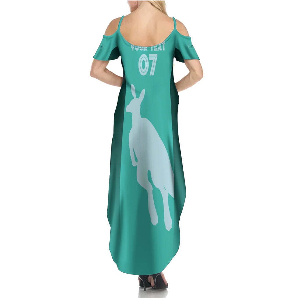 Australia Soccer Matildas Custom Summer Maxi Dress Turquoise Basic Gradient