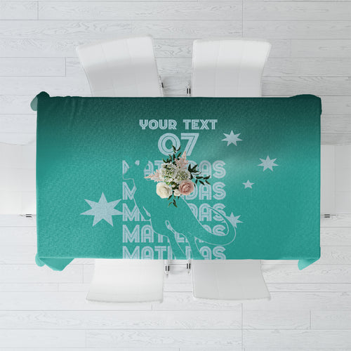Australia Soccer Matildas Custom Tablecloth Turquoise Basic Gradient