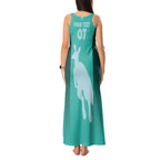 Australia Soccer Matildas Custom Tank Maxi Dress Turquoise Basic Gradient