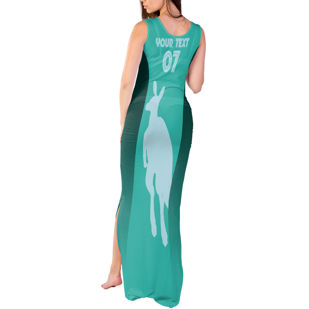 Australia Soccer Matildas Custom Tank Maxi Dress Turquoise Basic Gradient