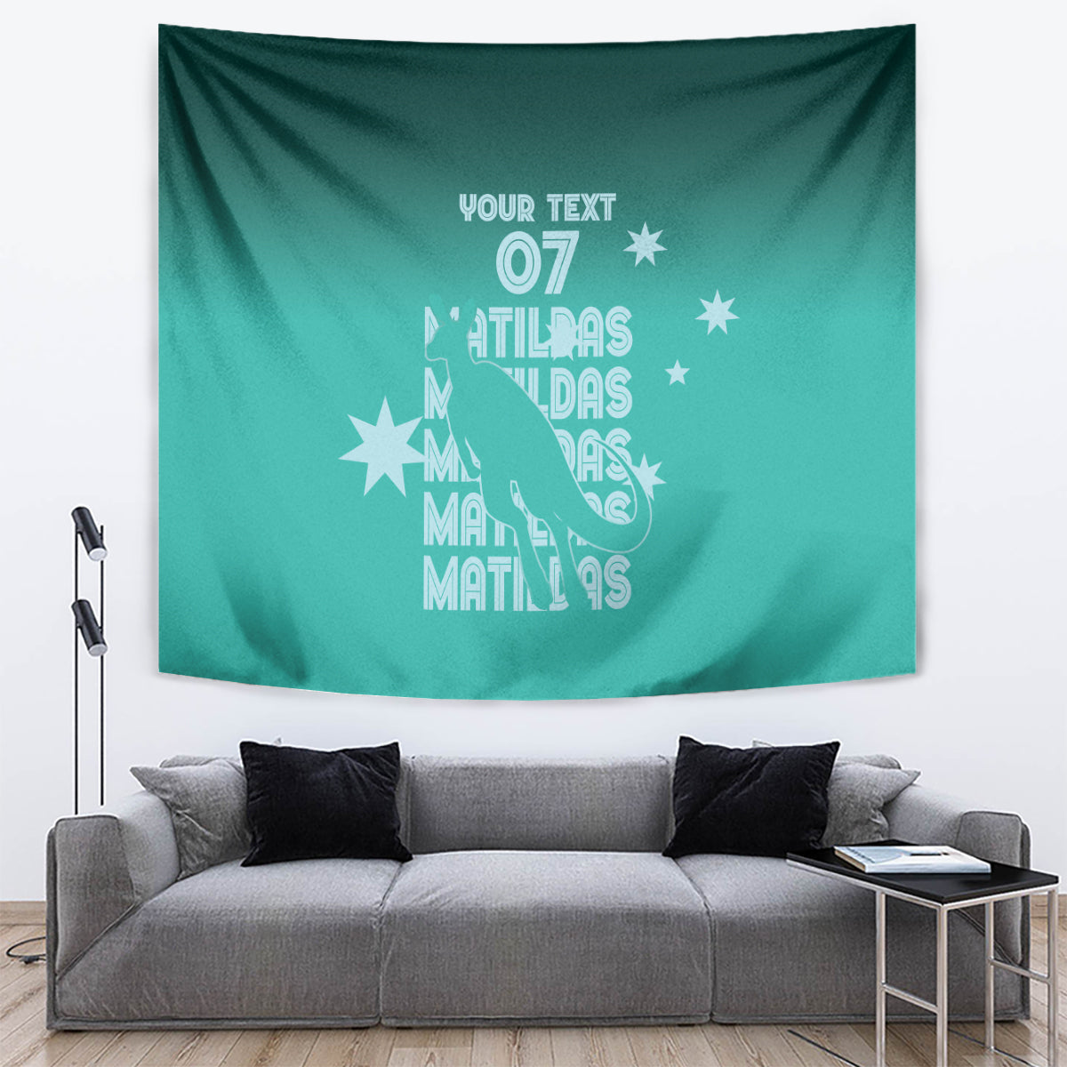 Australia Soccer Matildas Custom Tapestry Turquoise Basic Gradient