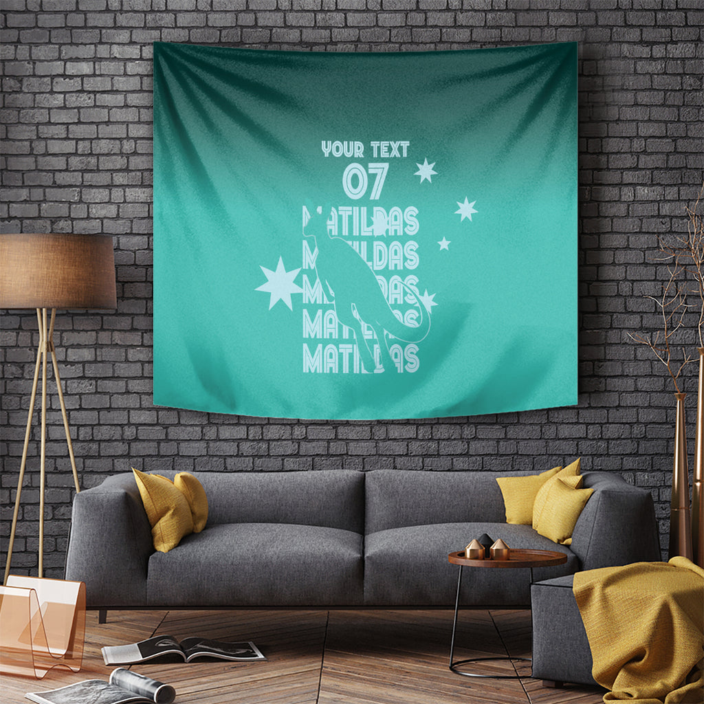 Australia Soccer Matildas Custom Tapestry Turquoise Basic Gradient