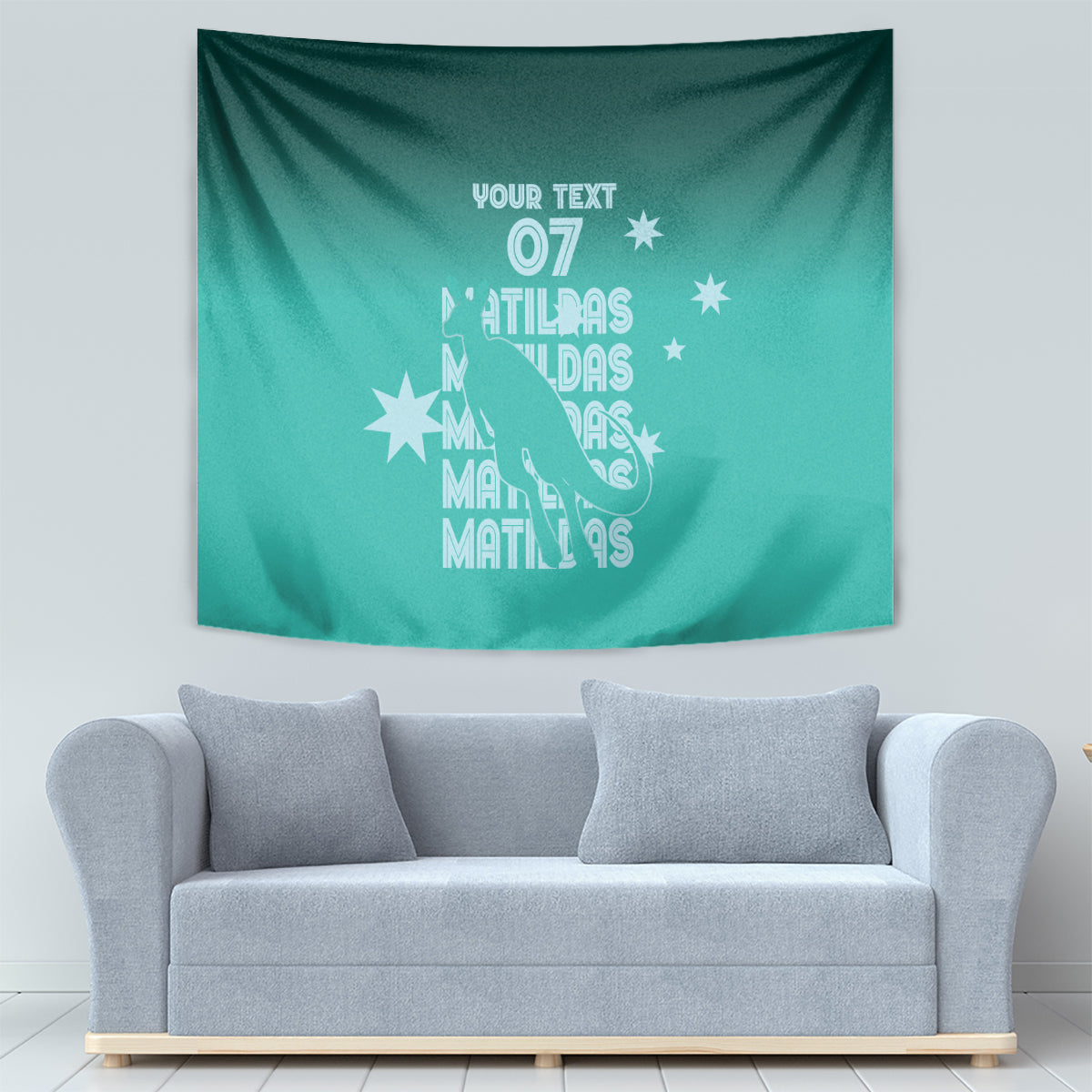 Australia Soccer Matildas Custom Tapestry Turquoise Basic Gradient