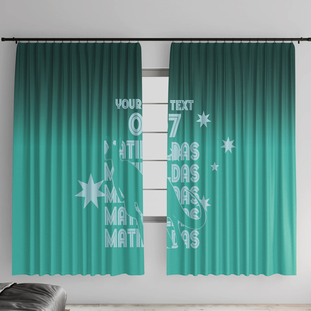 Australia Soccer Matildas Custom Window Curtain Turquoise Basic Gradient