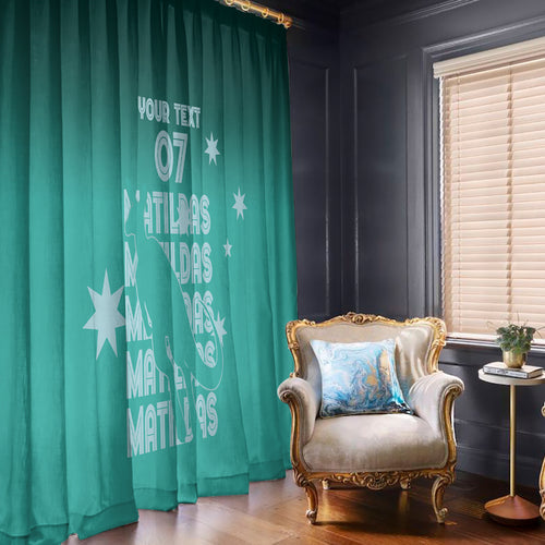 Australia Soccer Matildas Custom Window Curtain Turquoise Basic Gradient