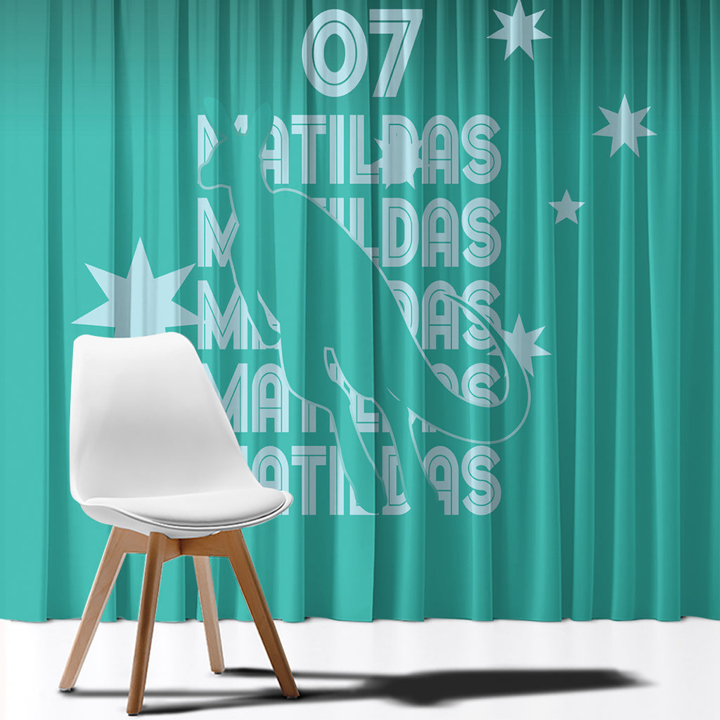 Australia Soccer Matildas Custom Window Curtain Turquoise Basic Gradient