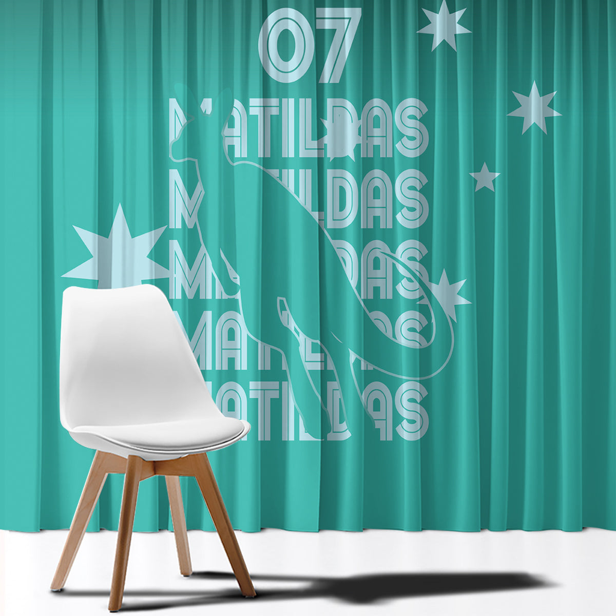 Australia Soccer Matildas Custom Window Curtain Turquoise Basic Gradient