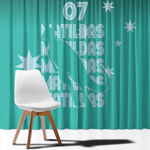 Australia Soccer Matildas Custom Window Curtain Turquoise Basic Gradient