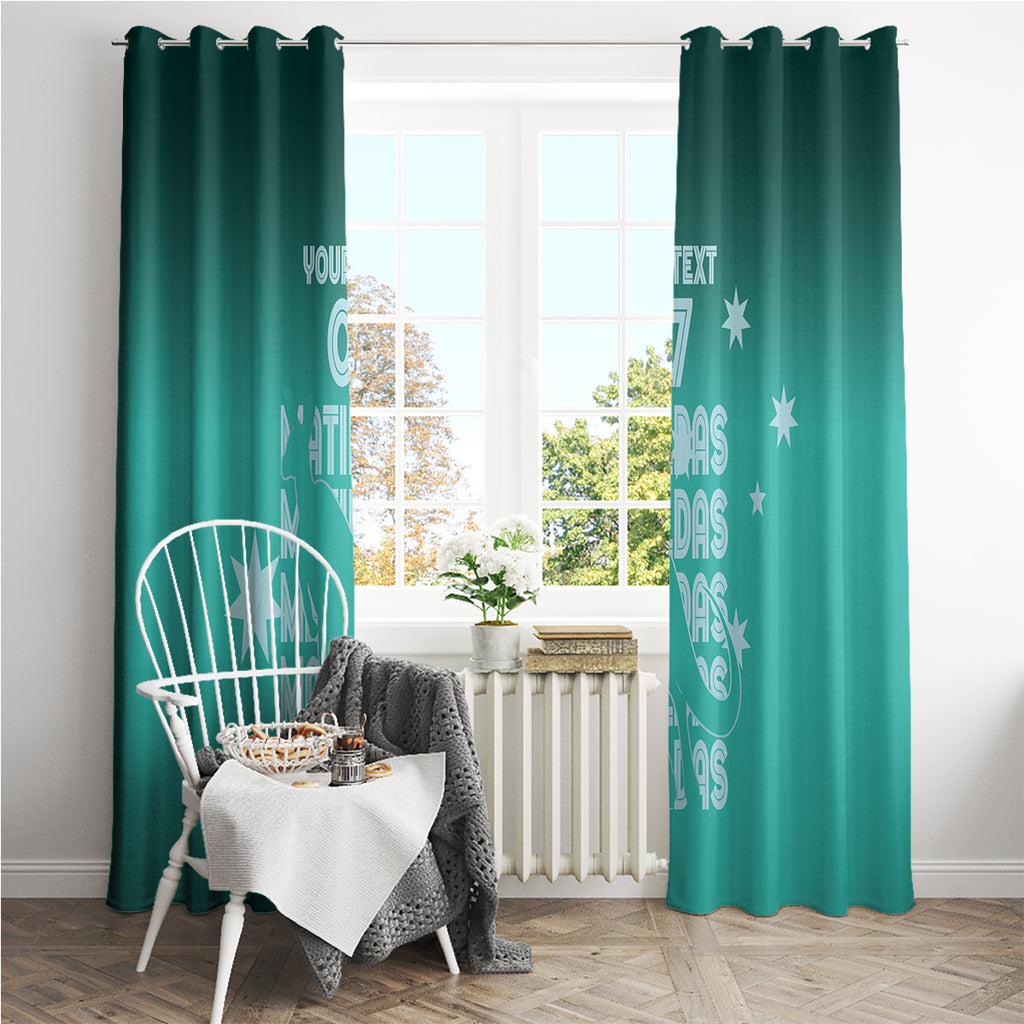 Australia Soccer Matildas Custom Window Curtain Turquoise Basic Gradient
