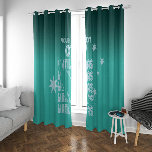 Australia Soccer Matildas Custom Window Curtain Turquoise Basic Gradient