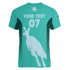 Australia Soccer Matildas Custom Women V Neck T Shirt Turquoise Basic Gradient