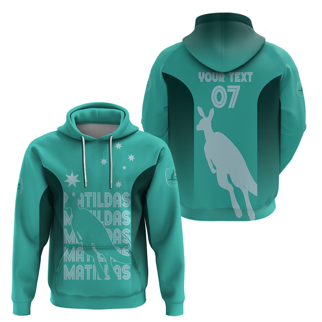 Australia Soccer Matildas Custom Zip Hoodie Turquoise Basic Gradient