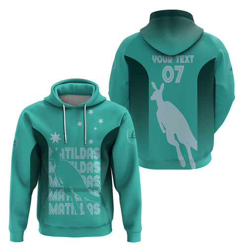 Australia Soccer Matildas Custom Zip Hoodie Turquoise Basic Gradient