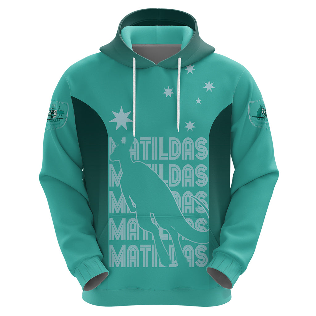 Australia Soccer Matildas Custom Zip Hoodie Turquoise Basic Gradient
