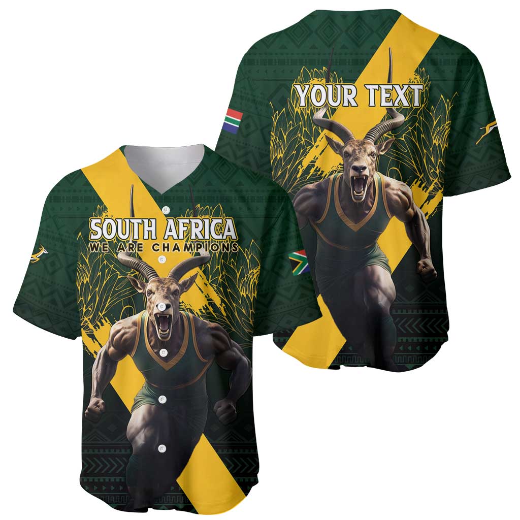 Personalised South Africa Rugby Baseball Jersey Proud Bokke We Are Champions