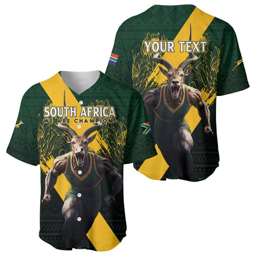 Personalised South Africa Rugby Baseball Jersey Proud Bokke We Are Champions