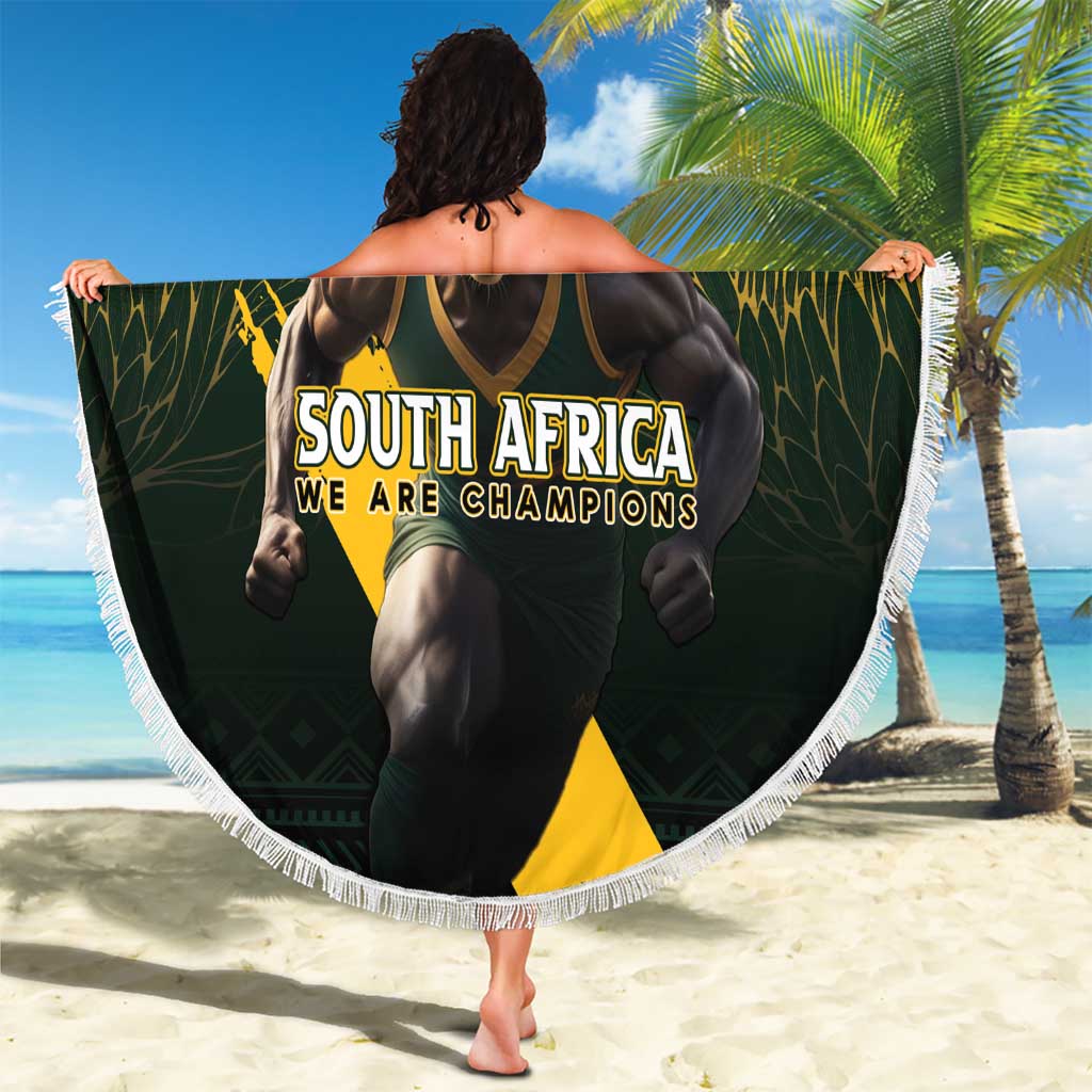 Personalised South Africa Rugby Beach Blanket Proud Bokke We Are Champions