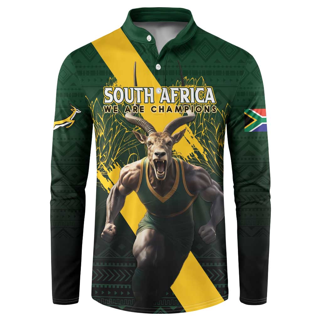 Personalised South Africa Rugby Button Sweatshirt Proud Bokke We Are Champions
