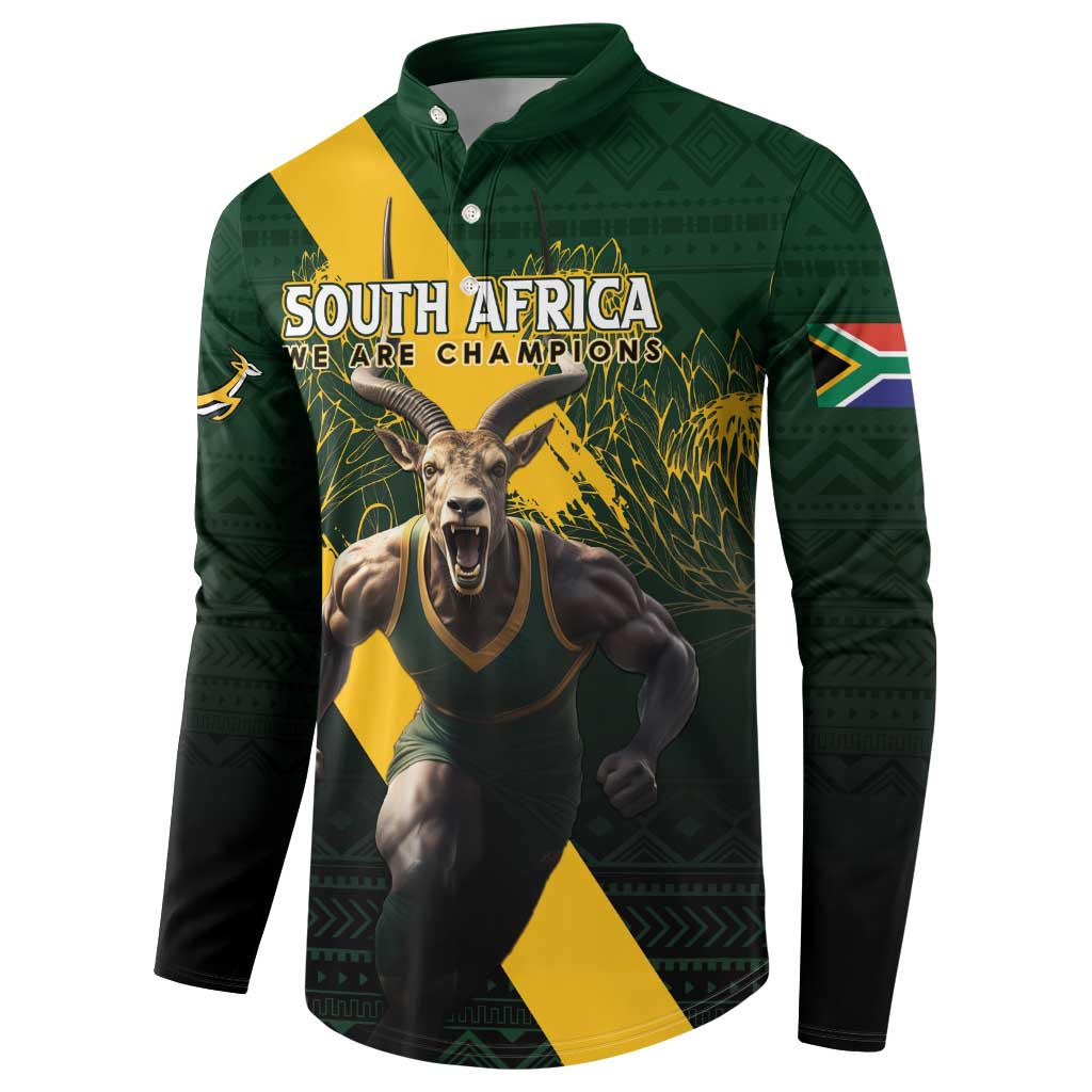 Personalised South Africa Rugby Button Sweatshirt Proud Bokke We Are Champions