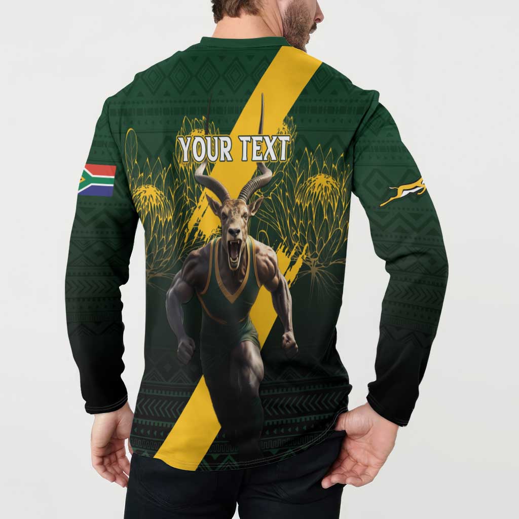 Personalised South Africa Rugby Button Sweatshirt Proud Bokke We Are Champions