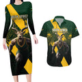 Personalised South Africa Rugby Couples Matching Long Sleeve Bodycon Dress and Hawaiian Shirt Proud Bokke We Are Champions