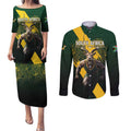Personalised South Africa Rugby Couples Matching Puletasi and Long Sleeve Button Shirt Proud Bokke We Are Champions