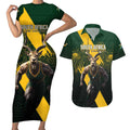 Personalised South Africa Rugby Couples Matching Short Sleeve Bodycon Dress and Hawaiian Shirt Proud Bokke We Are Champions