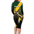 Personalised South Africa Rugby Family Matching Long Sleeve Bodycon Dress and Hawaiian Shirt Proud Bokke We Are Champions