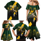 Personalised South Africa Rugby Family Matching Mermaid Dress and Hawaiian Shirt Proud Bokke We Are Champions
