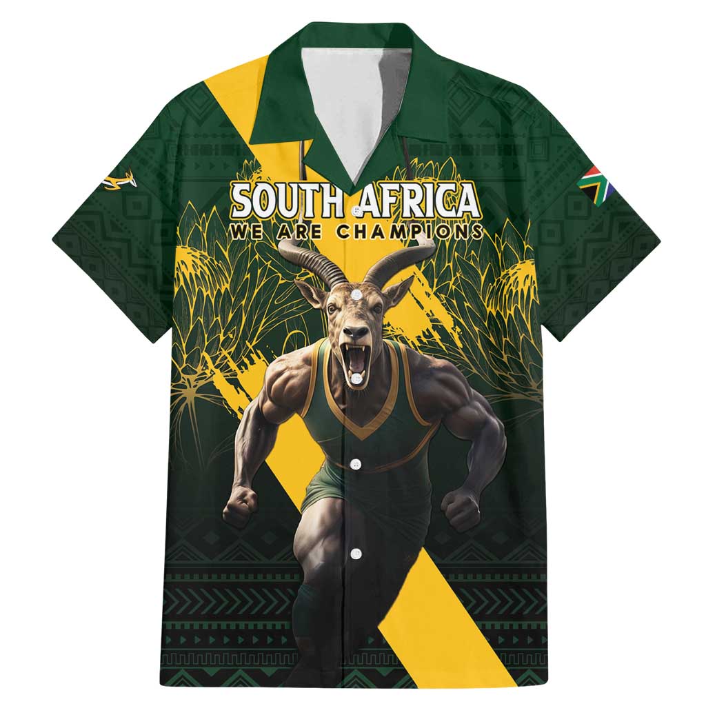 Personalised South Africa Rugby Family Matching Mermaid Dress and Hawaiian Shirt Proud Bokke We Are Champions