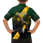 Personalised South Africa Rugby Family Matching Off The Shoulder Long Sleeve Dress and Hawaiian Shirt Proud Bokke We Are Champions