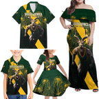 Personalised South Africa Rugby Family Matching Off Shoulder Maxi Dress and Hawaiian Shirt Proud Bokke We Are Champions