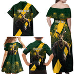 Personalised South Africa Rugby Family Matching Off Shoulder Maxi Dress and Hawaiian Shirt Proud Bokke We Are Champions