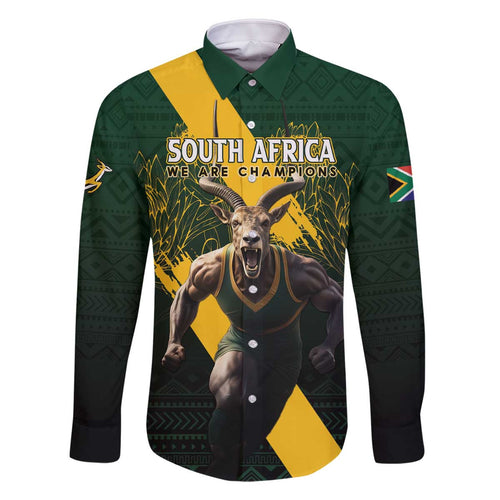 Personalised South Africa Rugby Family Matching Off Shoulder Short Dress and Hawaiian Shirt Proud Bokke We Are Champions
