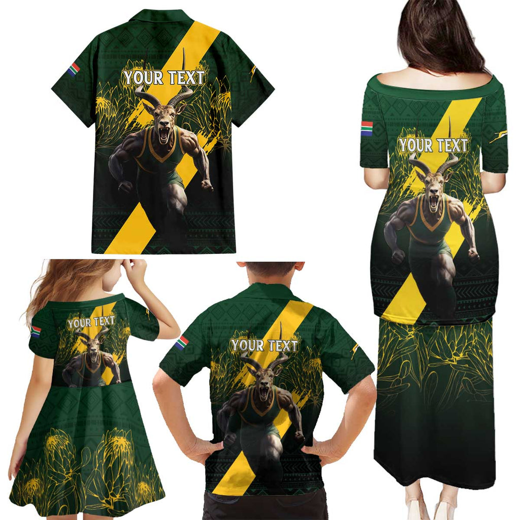 Personalised South Africa Rugby Family Matching Puletasi and Hawaiian Shirt Proud Bokke We Are Champions
