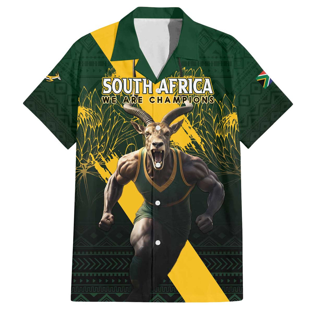 Personalised South Africa Rugby Family Matching Puletasi and Hawaiian Shirt Proud Bokke We Are Champions