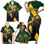 Personalised South Africa Rugby Family Matching Short Sleeve Bodycon Dress and Hawaiian Shirt Proud Bokke We Are Champions